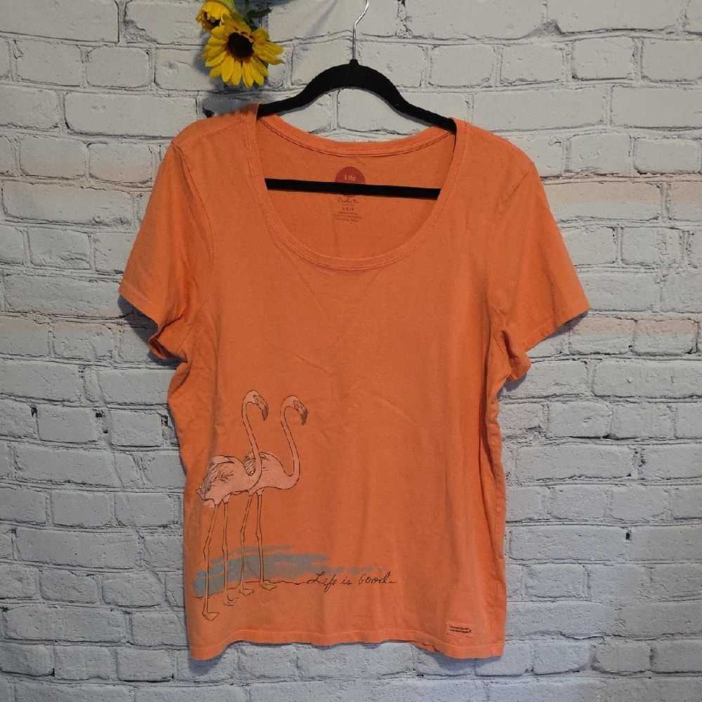 Life Is Good Orange Flamingo Women's Top
